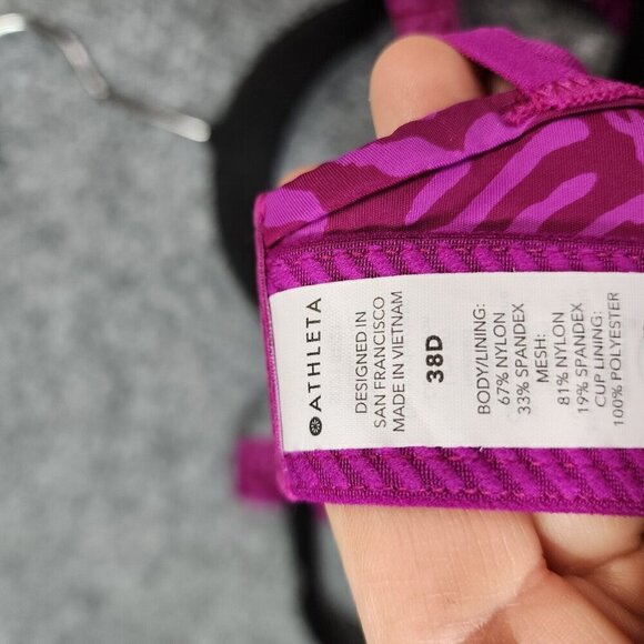 Athleta Advance Printed Sports Bra High Impact Fiji Magnolia Purple Size 38D - Picture 9 of 11